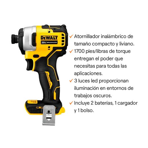 Atornillador Impacto Dewalt Atomic 20v Dcf809d2