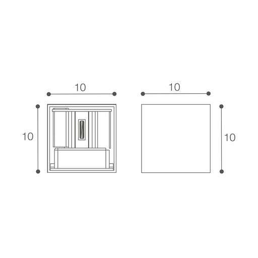 Lámpara de pared exterior tipo cubo con luz Led