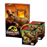 Álbum Jurassic Park 30 años Editorial Berlin Tapa Blanda y 2 Cajitas de 100 Sobres