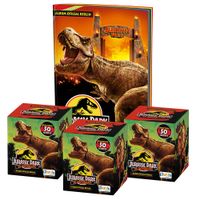 Álbum Jurassic Park 30 años Editorial Berlin Tapa Blanda y 3 Cajitas de 150 Sobres