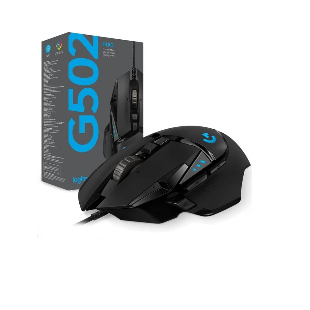 Mouse Gamer Logitech G502 Hero 11 Botones 16000 DPI Negro 910-005469