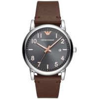 Reloj Emporio Armani Luigi AR11175 Para Hombre Fecha Correa de Cuero Marrón Dial Gris