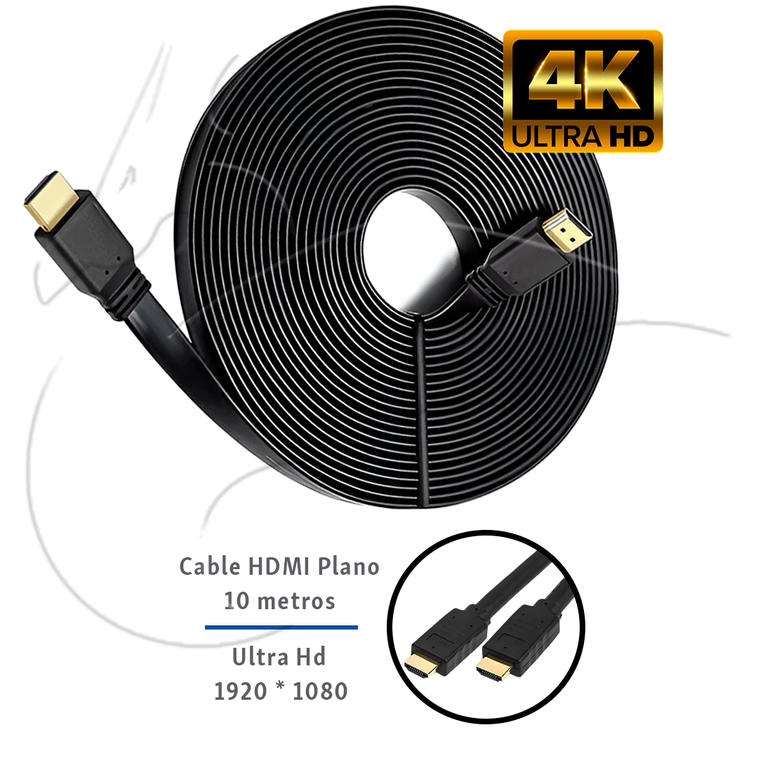 Cable Hdmi 10 Metros Plano Ultra Hd 1920 * 1080 (goma)