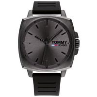 Reloj Tommy Hilfiger Jeans 1791864 Para Hombre Acero Gunmetal Correa de Silicona Negro