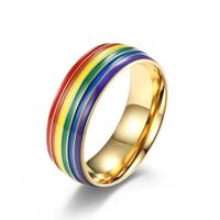 Anillo de Titanio Unisex Modelo Arcoíris Multicolor Talla 10