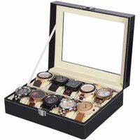 Organizador de Reloj X10 Unidades Caja Joyero de Cuero Hombre Mujer