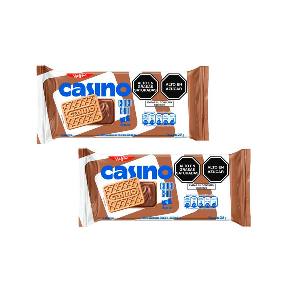 Pack Galletas CASINO Rellenas con Crema Sabor a Chocolate Paquete 6un x 2un