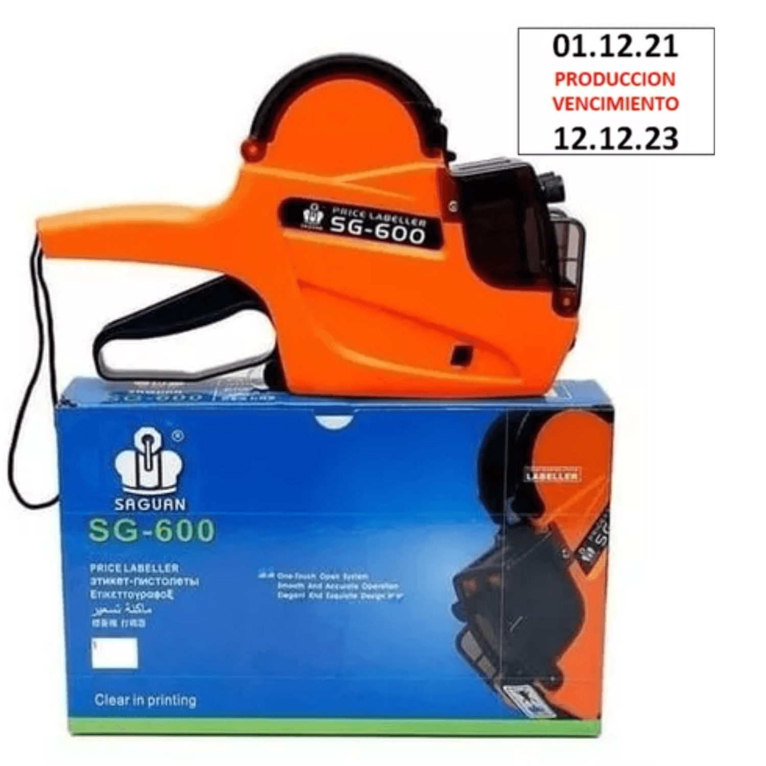 Pistola Fechadora Etiquetadora de Producción Y Vencimiento Sg600 con 5000 Etiquetas