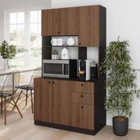 Mueble para Microondas con Organizador Pascual color Marrón/Negro TU MESITA