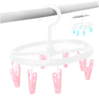 Colgador Tendedero con 8 Ganchos para Ropa de Bebé Medias Rosado 639G