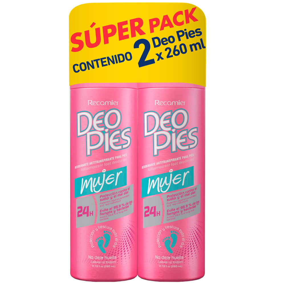 Desodorante Antitranspirante Mujer para Pies DEO PIES Frasco 260ml Pack 2un
