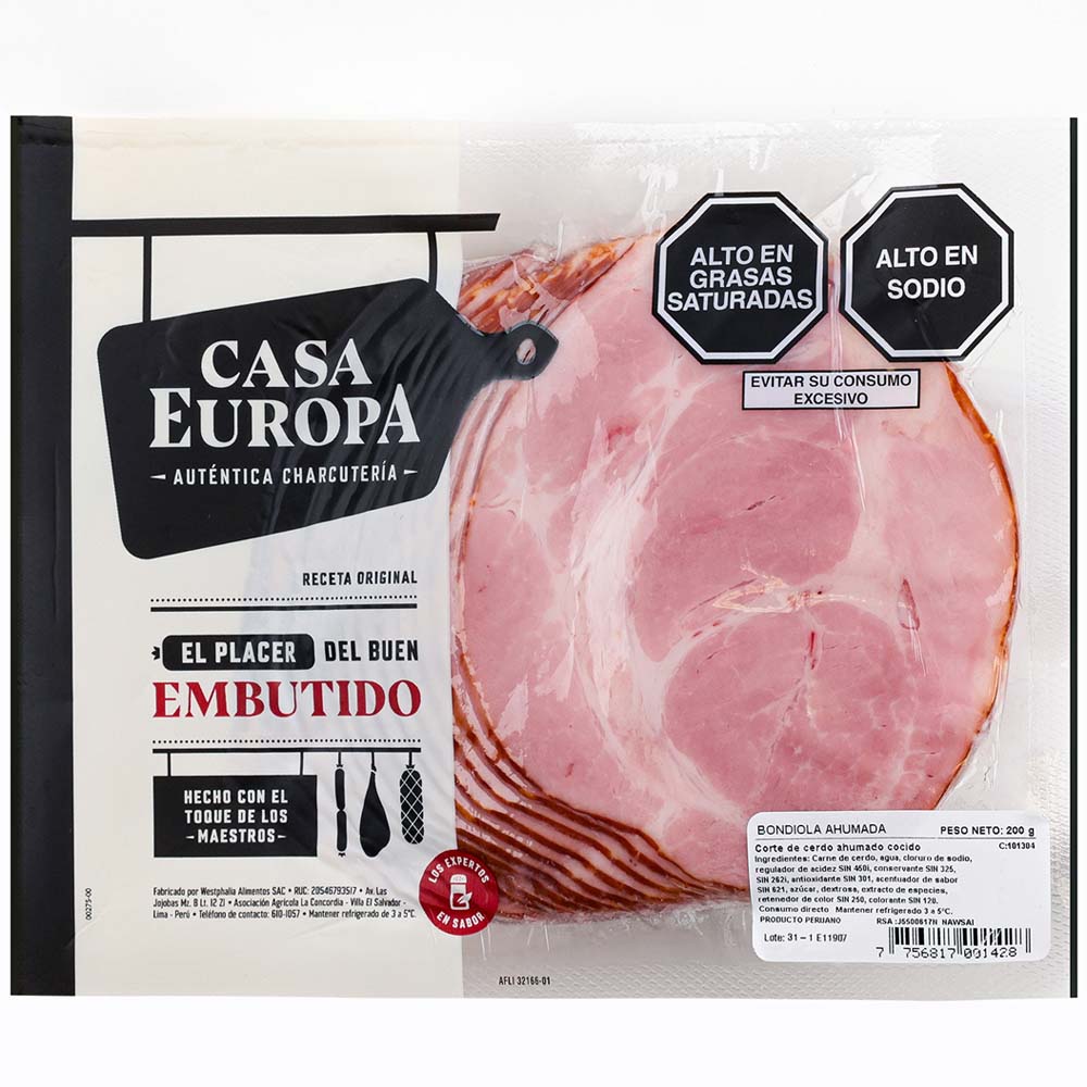 Bondiola Ahumada CASA EUROPA Paquete 200g