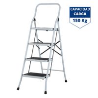 Escalera tijera 4 peldaños acero, plegable - pretul