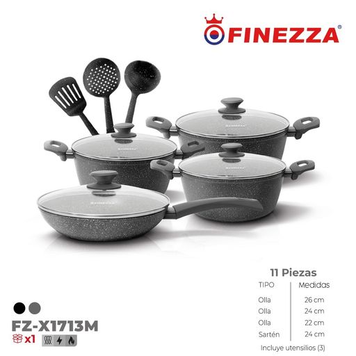 Set de Ollas Antiadherentes Finezza FZ-1655T Negro