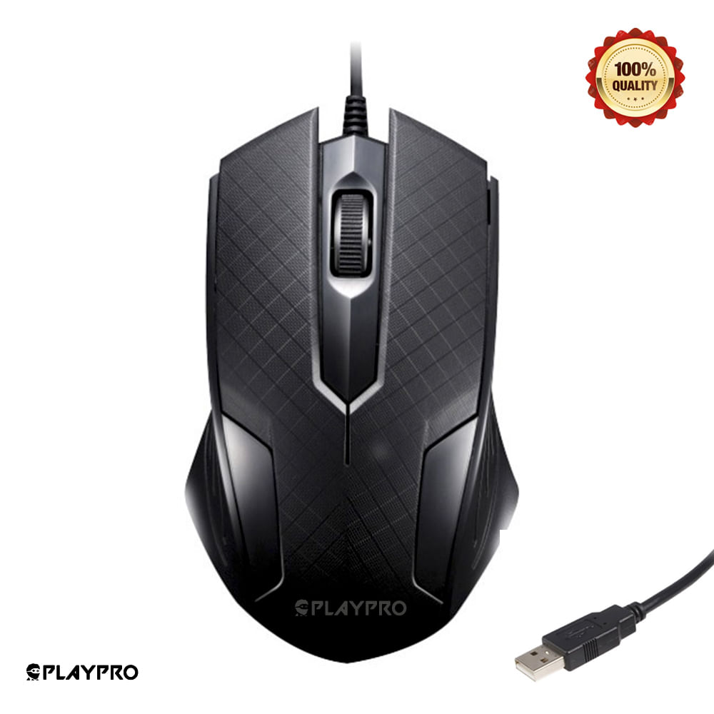 Mouse Ergonómico Usb Pc Laptop Computadora Negro Playpro TYM350006