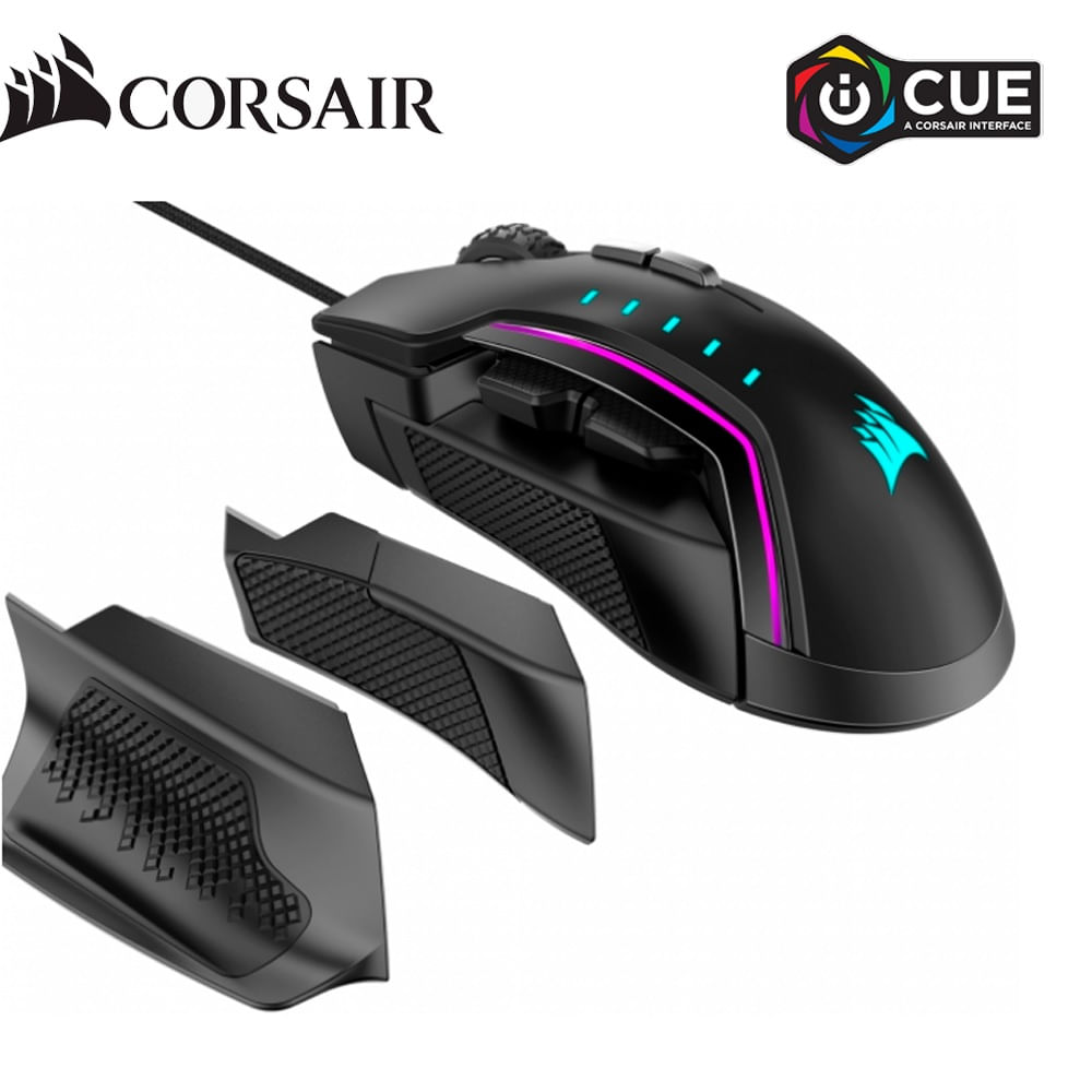 Mouse Gamer Corsair Glaive RGB Pro 18000 DPI Cableado Aluminum Negro CH-9302311-NA