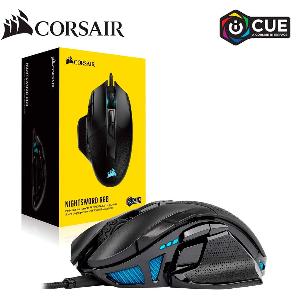 Mouse Gamer Corsair NightSword RGB Personalizable FPSMOBA Negro CH-9306011-NA