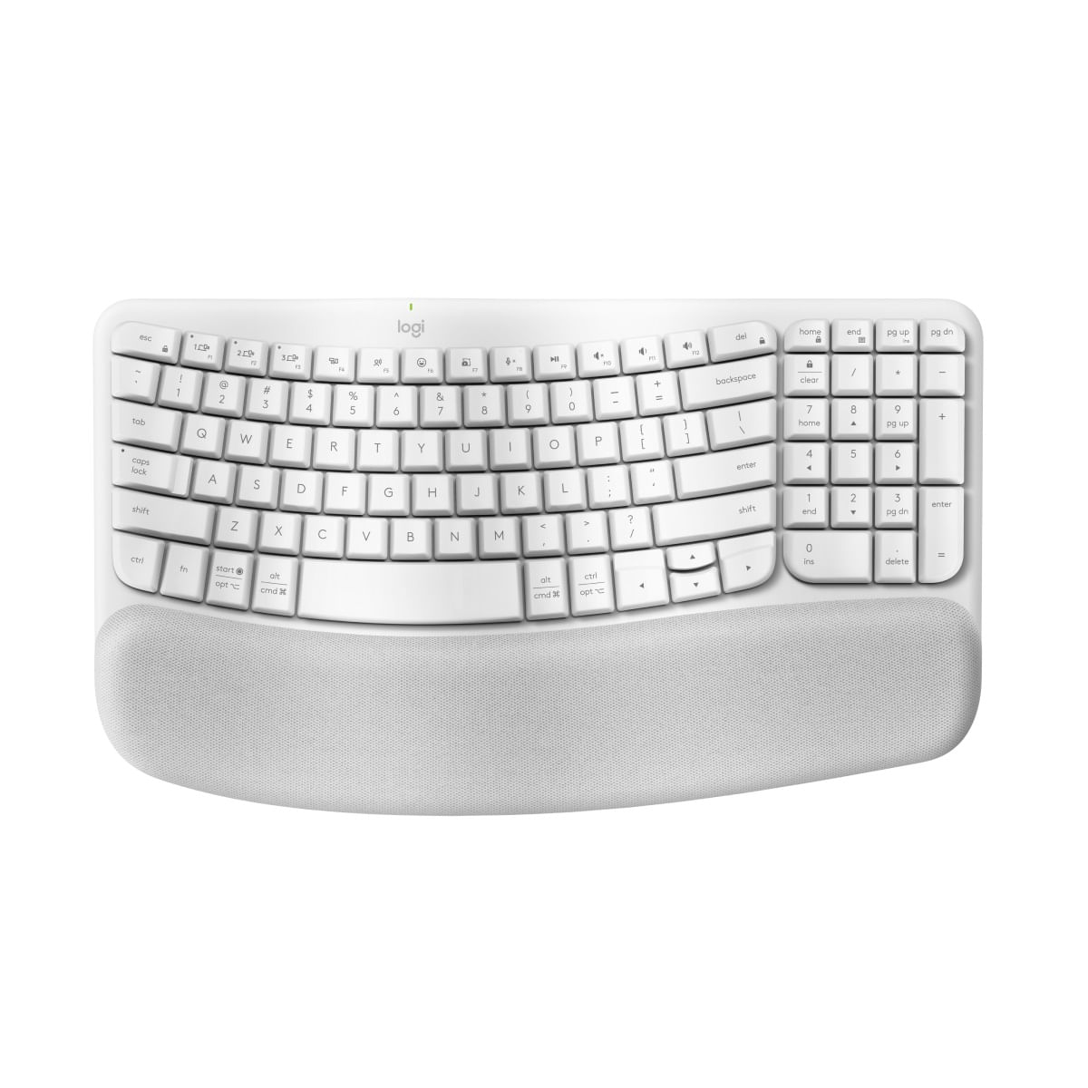 Teclado Logitech Wave Keys Ergo Wireless Spa Blanco