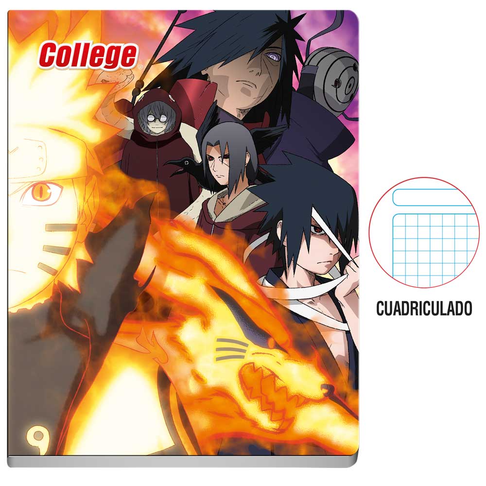 Cuaderno COLLEGE Cuadriculado Naruto 80 Hojas