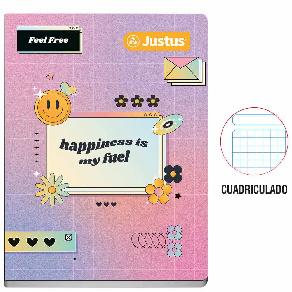 Cuaderno JUSTUS Cuadriculado Diseño Secundaria 80 Hojas