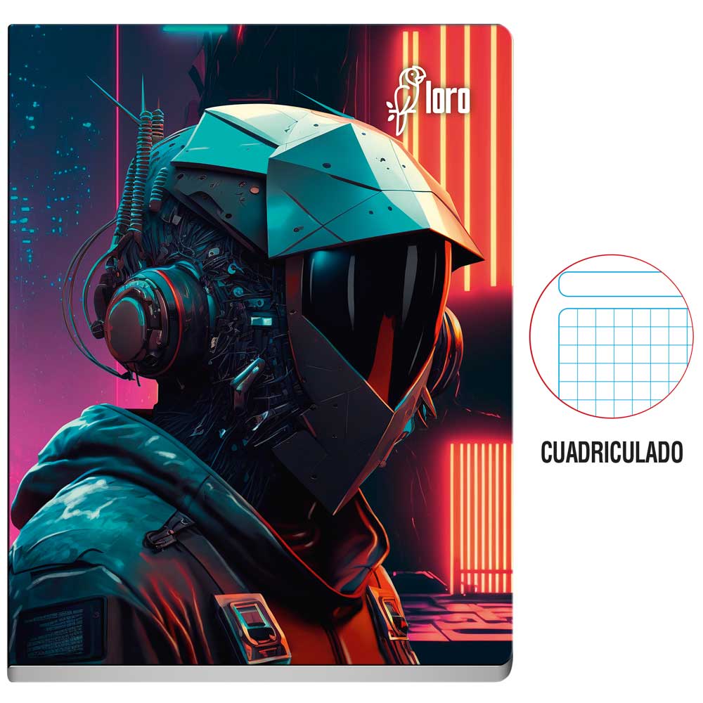 Cuaderno LORO Cuadriculado Diseño Secundaria Hombre 84 Hojas