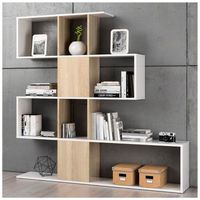Librero Contemporáneo Milán Ventitas Home Blanco y Rovere