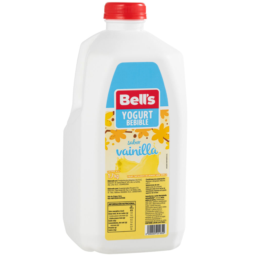 Yogurt Bebible BELL'S Sabor a Vainilla Galonera 1.7Kg