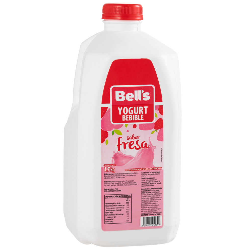 Yogurt Bebible BELL'S Sabor a Fresa Galonera 1.7Kg