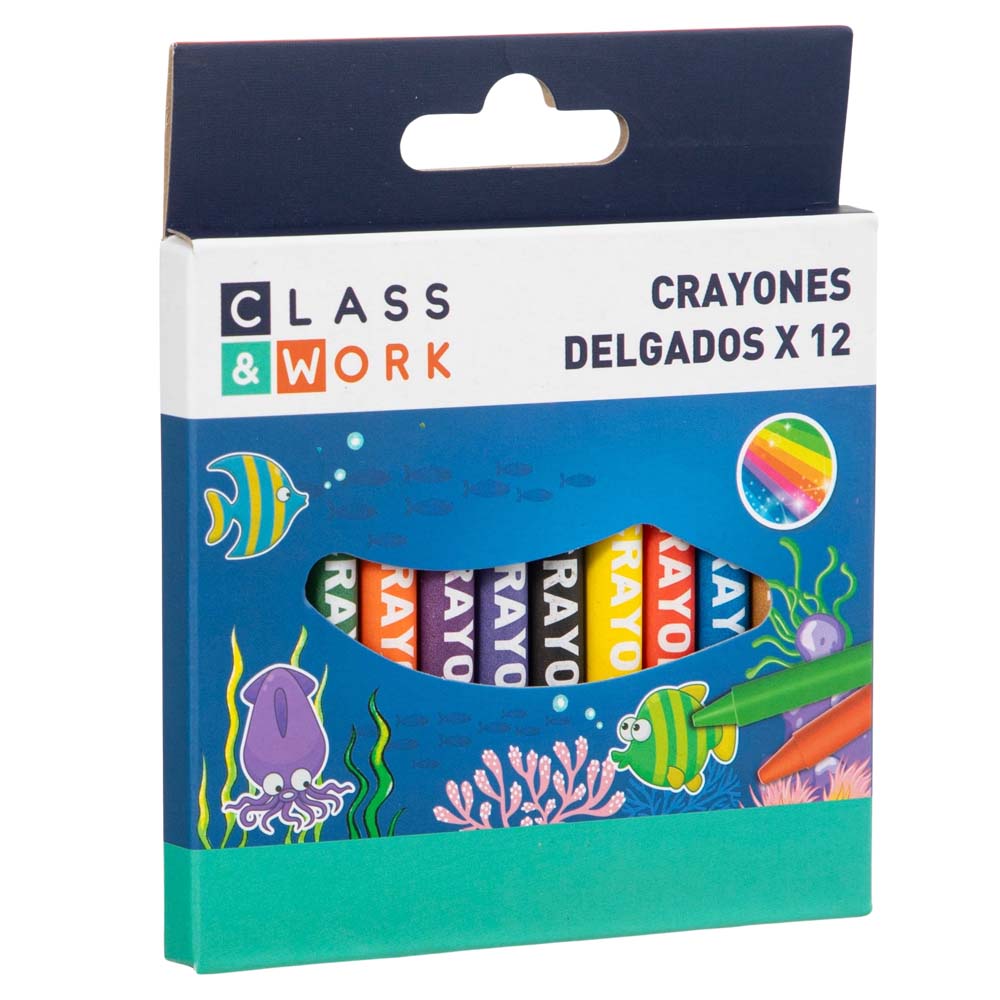 Crayones Delgados CLASS&WORK Paquete 12un
