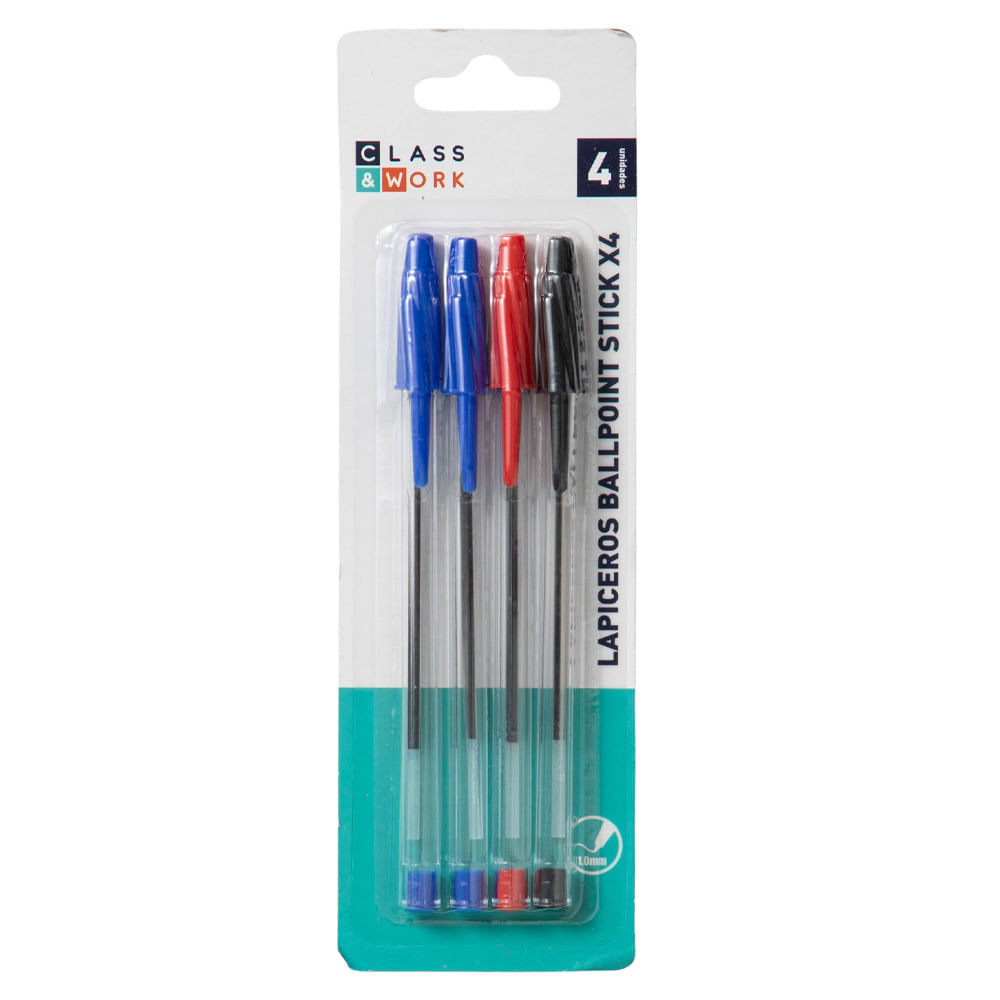 Lapiceros CLASS&WORK Ballpoint Stick 4un