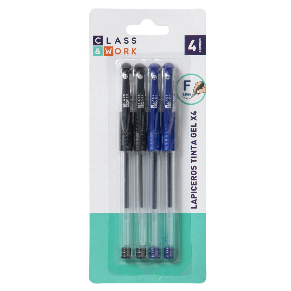 Lapiceros CLASS & WORK Tinta Gel 4un