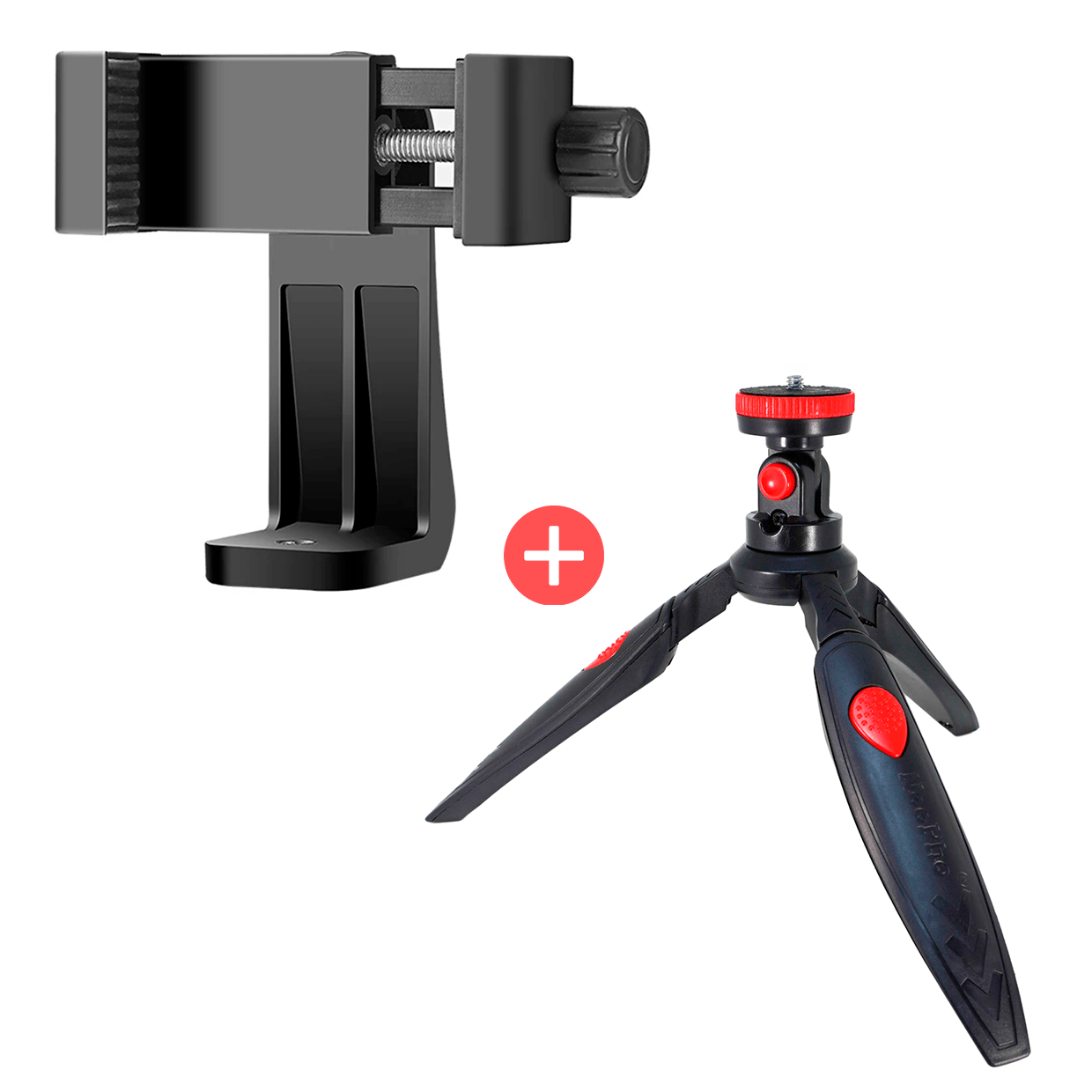 Adaptador Universal de Celular a Trípode 360° Multifuncional + Trípode 21cm
