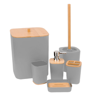 Juego de Accesorios para Baño 6 Piezas Cuadrado Gris