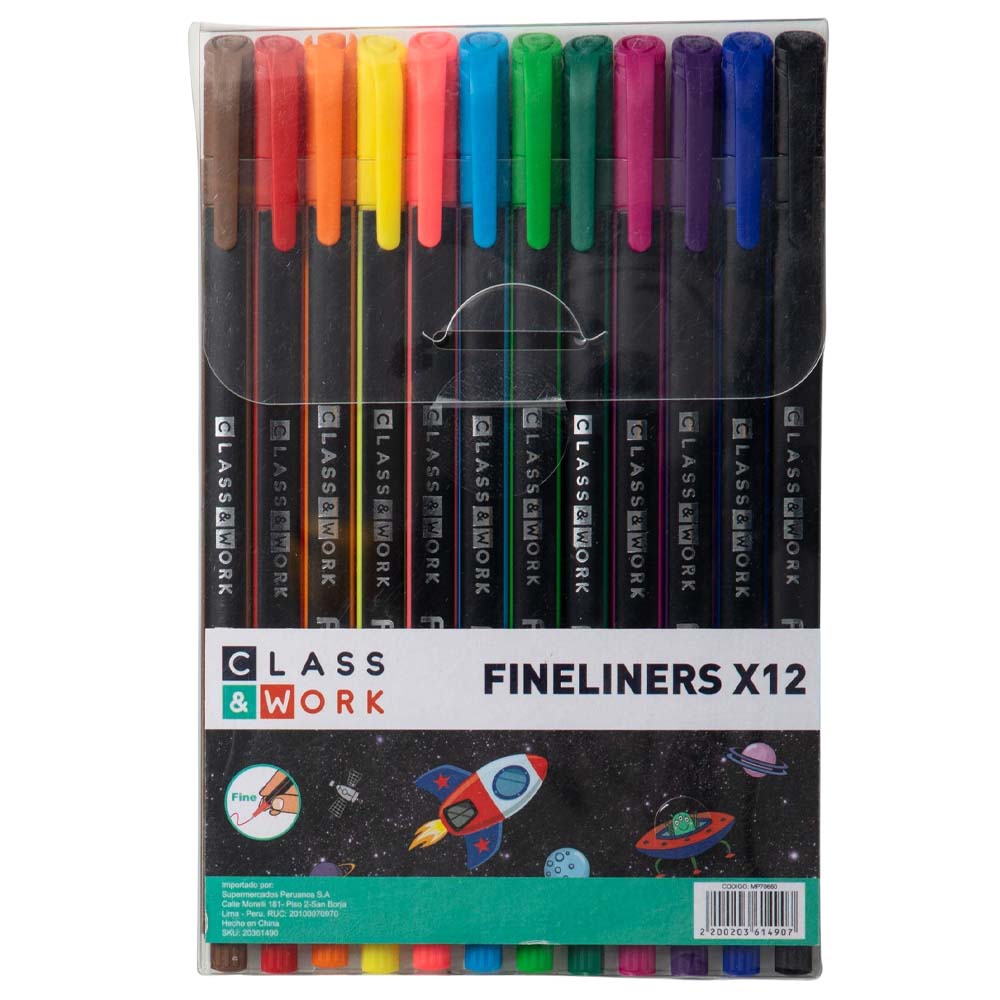 Lapiceros CLASS & WORK Fineliners Paquete 12un