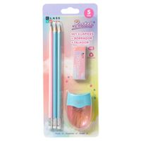 Set Lápices CLASS & WORK Pastel + Tajador + Borrador Caja 5un