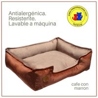 Cama Para Perro L 70x60 Cm Antialergica Lavable Base Resistente y Relleno Forrado Cafe y Marron