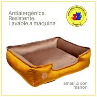 Cama Para Perro 3xl 110x80 Cm Antialergica Lavable Base Resistente y Relleno Forrado Amarillo Marron