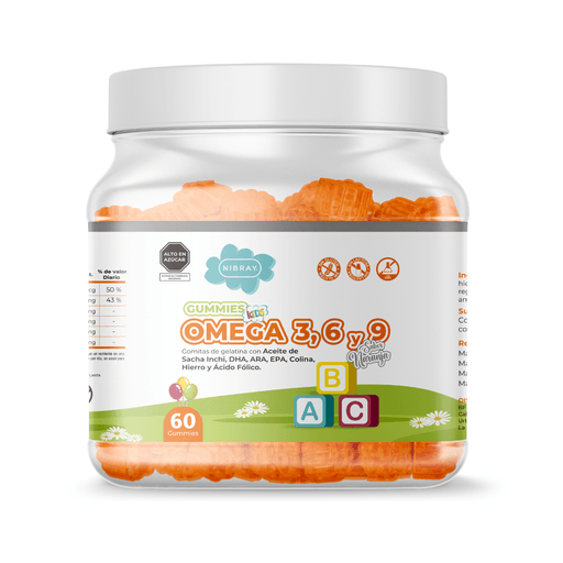 Omega 3 6 y 9 DHA ARA EPA Colina y cido F lico Gummies Kids