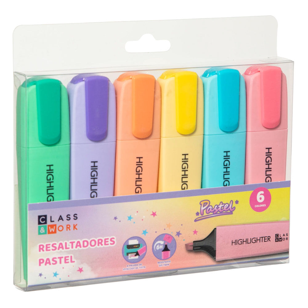 Resaltadores CLASS&WORK JP9913AG Pastel Caja 6un