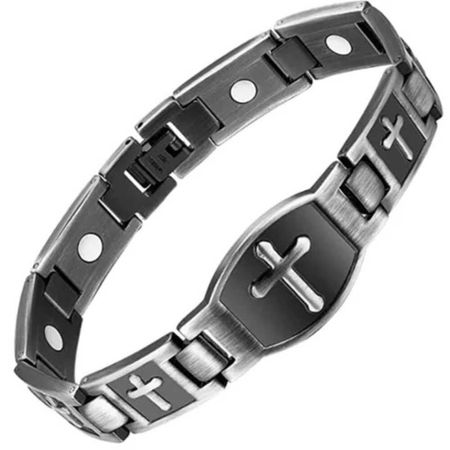 Pulsera Magnética Funcional Para Hombre Plata