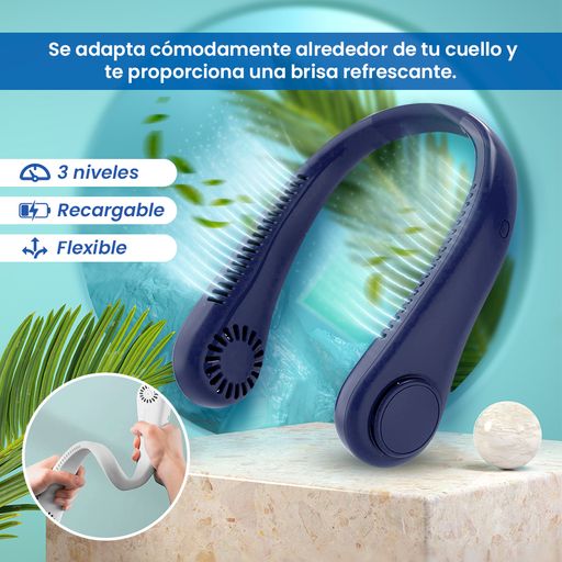 Mini Ventilador Cuello Portátil 3 niveles Recargable Lila