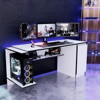 Escritorio Gamer NR 02 140cm 1 Puerta Movenda Blanco