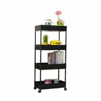 Organizador de Hogar Cocina 4 Pisos con Ruedas Negro Verdulero Frutero