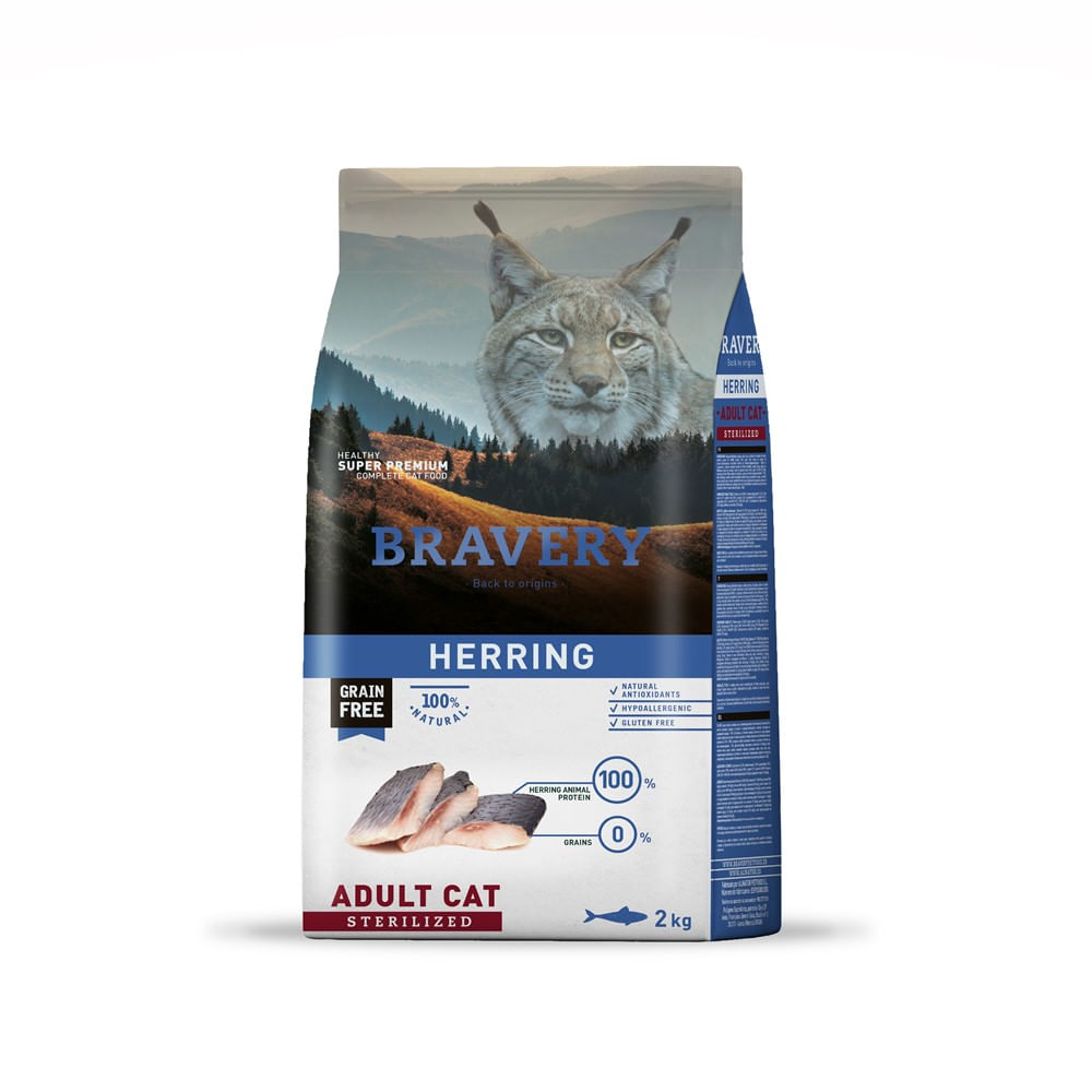 Comida para Gatos Bravery Herring Gatos Esterilizados Adultos 2 Kg