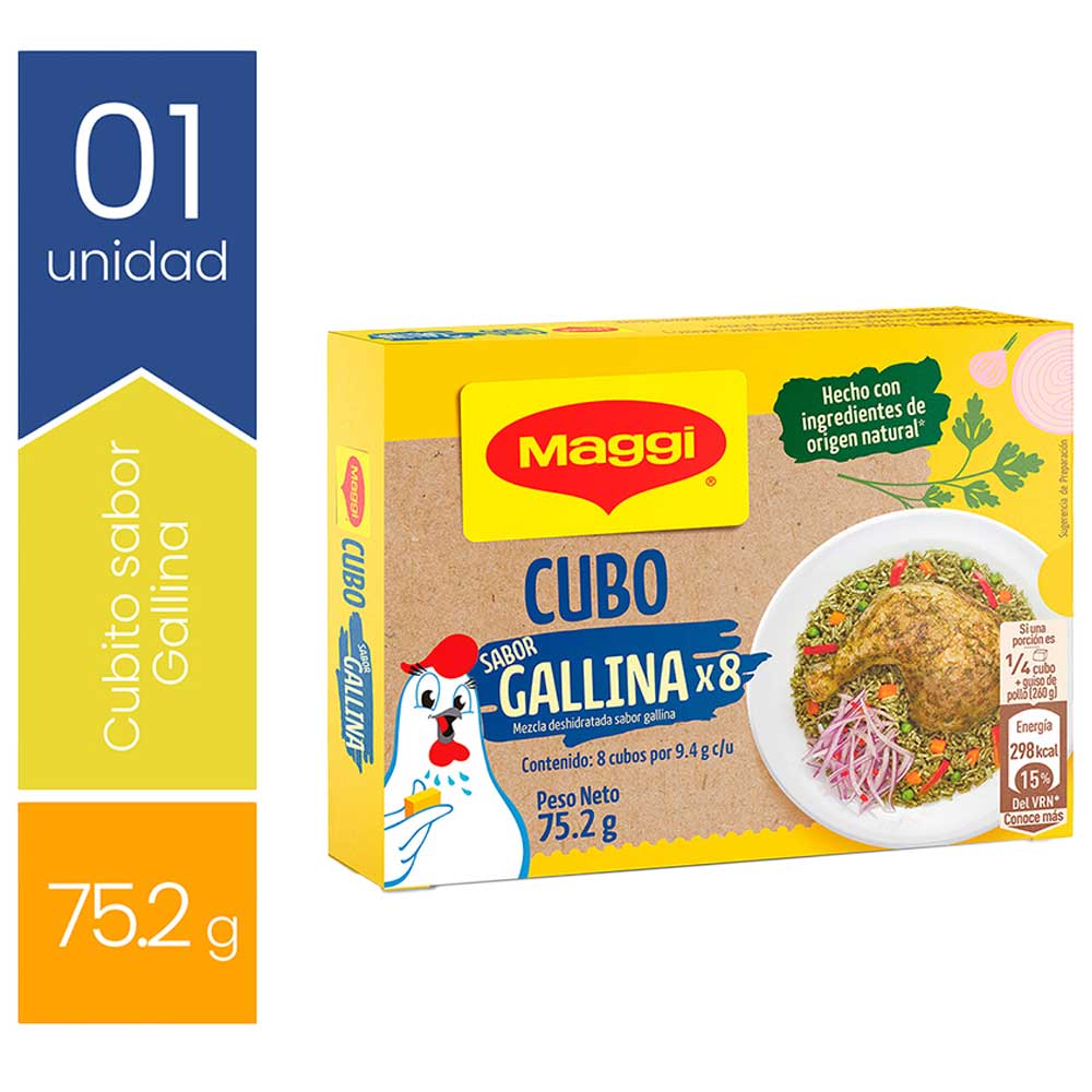 Caldo MAGGI Sabor Gallina Caja 75.2g Caldo en Cubitos MAGGI sabor Gallina Caja 75.2g