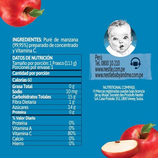 Heinz Papilla para Bebé, Sabor Manzana Frasco, 113 g, 12 unidades :  : Bebé