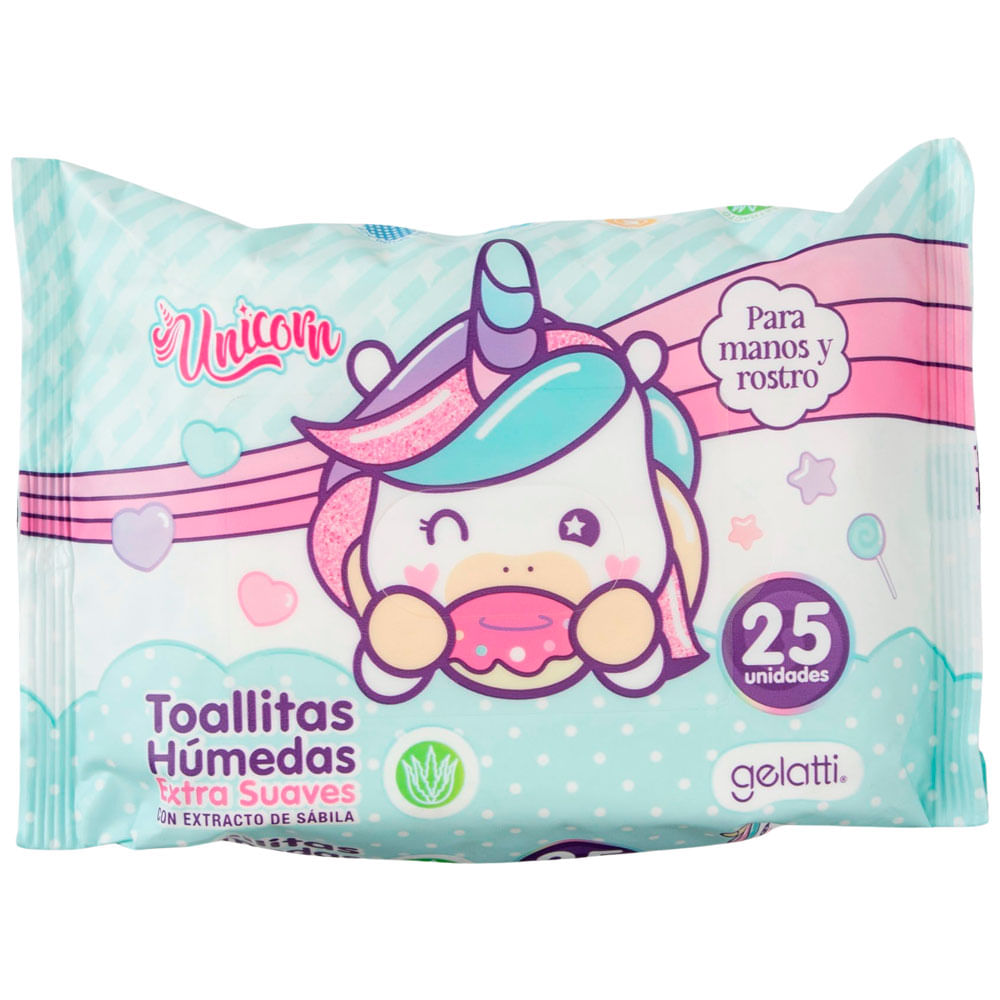 Toallitas Húmedas GELATTI Unicorn Bolsa 25un
