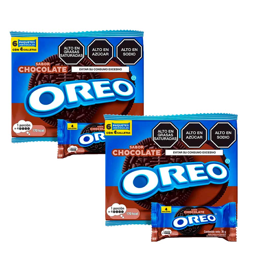 Pack Galletas OREO sabor Chocolate Paquete 6un x 2