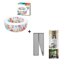 Combo Piscina Inflable Intex Diseño Acuario + Cortina Mosquitero Imantada