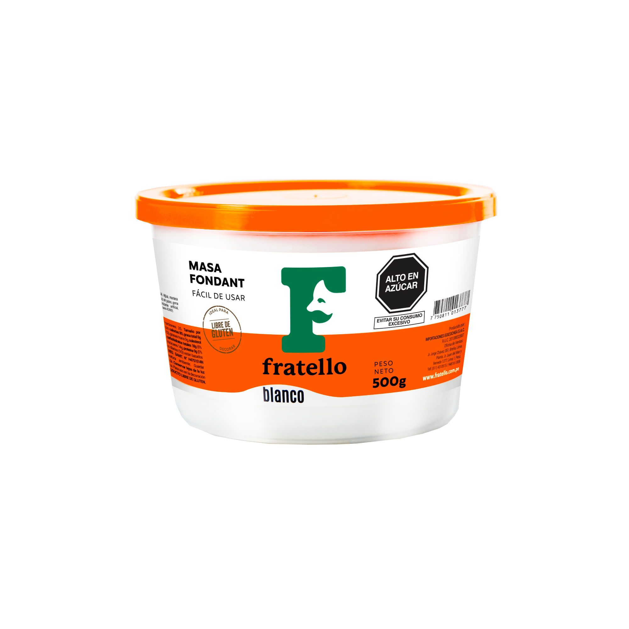 Masa Fondant FRATELLO Blanco Pote 500g